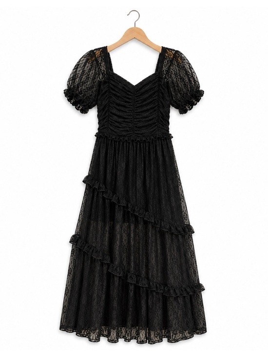 American Eagle Outfitters Dresses & Skirts - NWT AE American Eagle Mixed Knit Lace Bodice Midi Romper Dress Black Size L NEW
